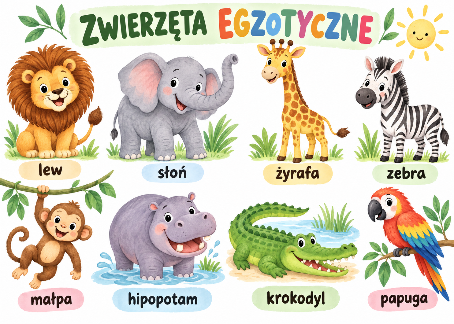 Plakat Edukacyjny Zwierzęta Egzetyczne