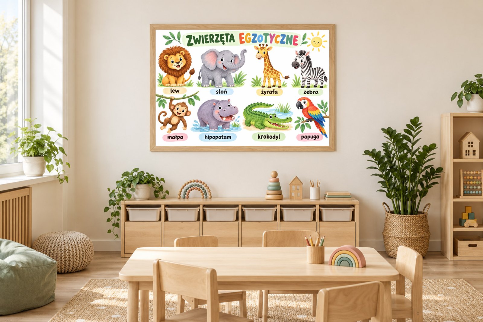Plakat Edukacyjny Zwierzęta Egzetyczne Kompozycja 2
