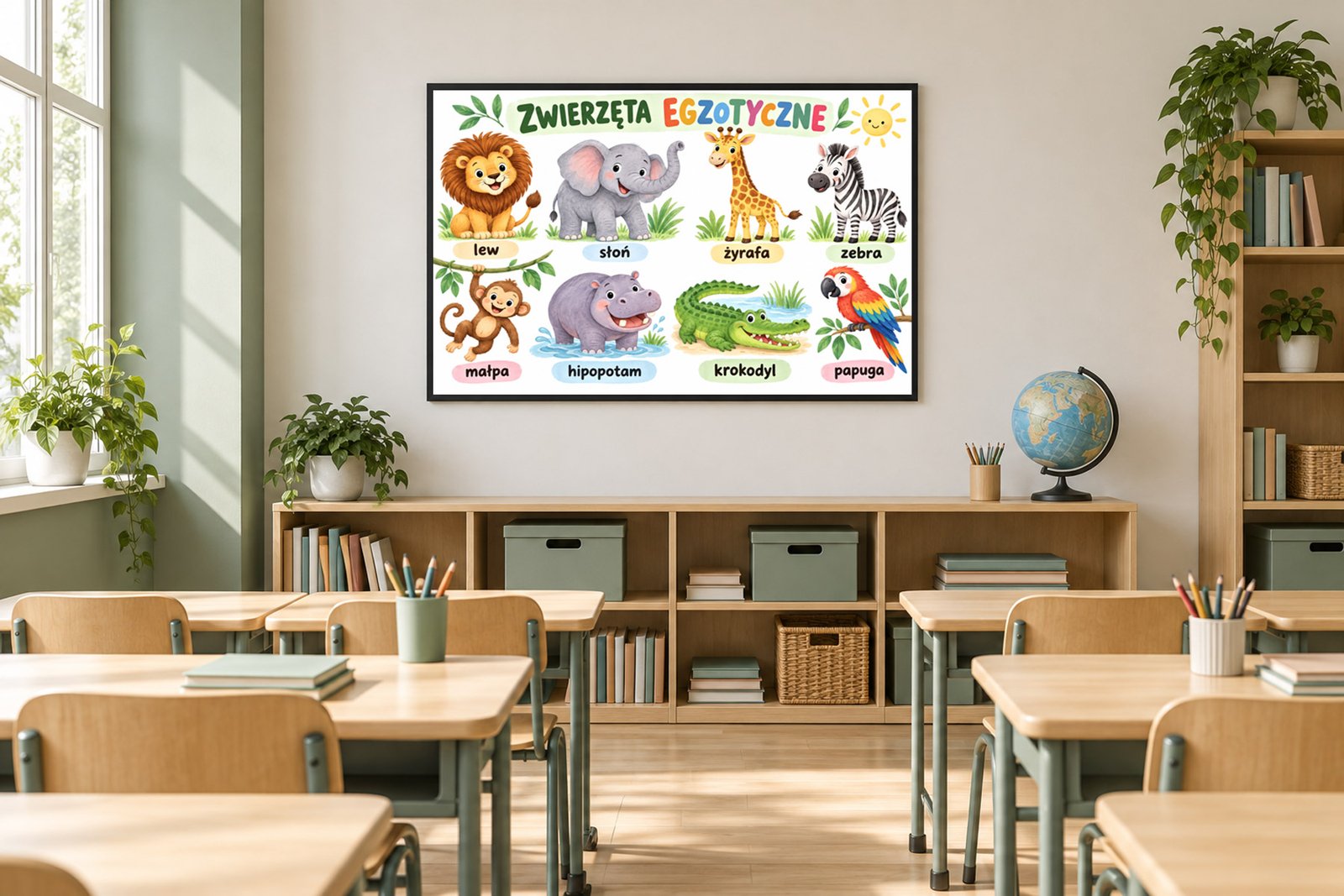 Plakat Edukacyjny Zwierzęta Egzetyczne Kompozycja 5