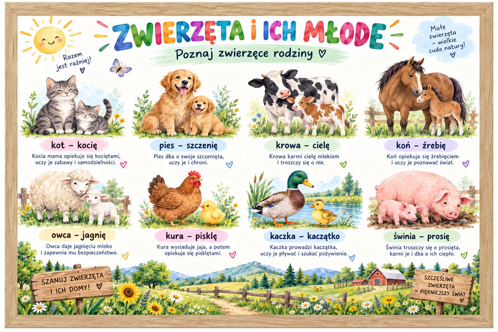 Plakat Edukacyjny Zwierzęta I Ich Młode