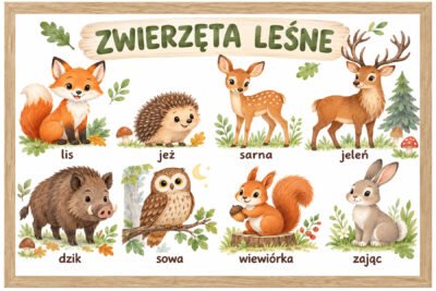 Plakat Edukacyjny Zwierzęta Leśne 2