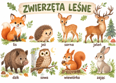 Plakat Edukacyjny Zwierzęta Leśne 2