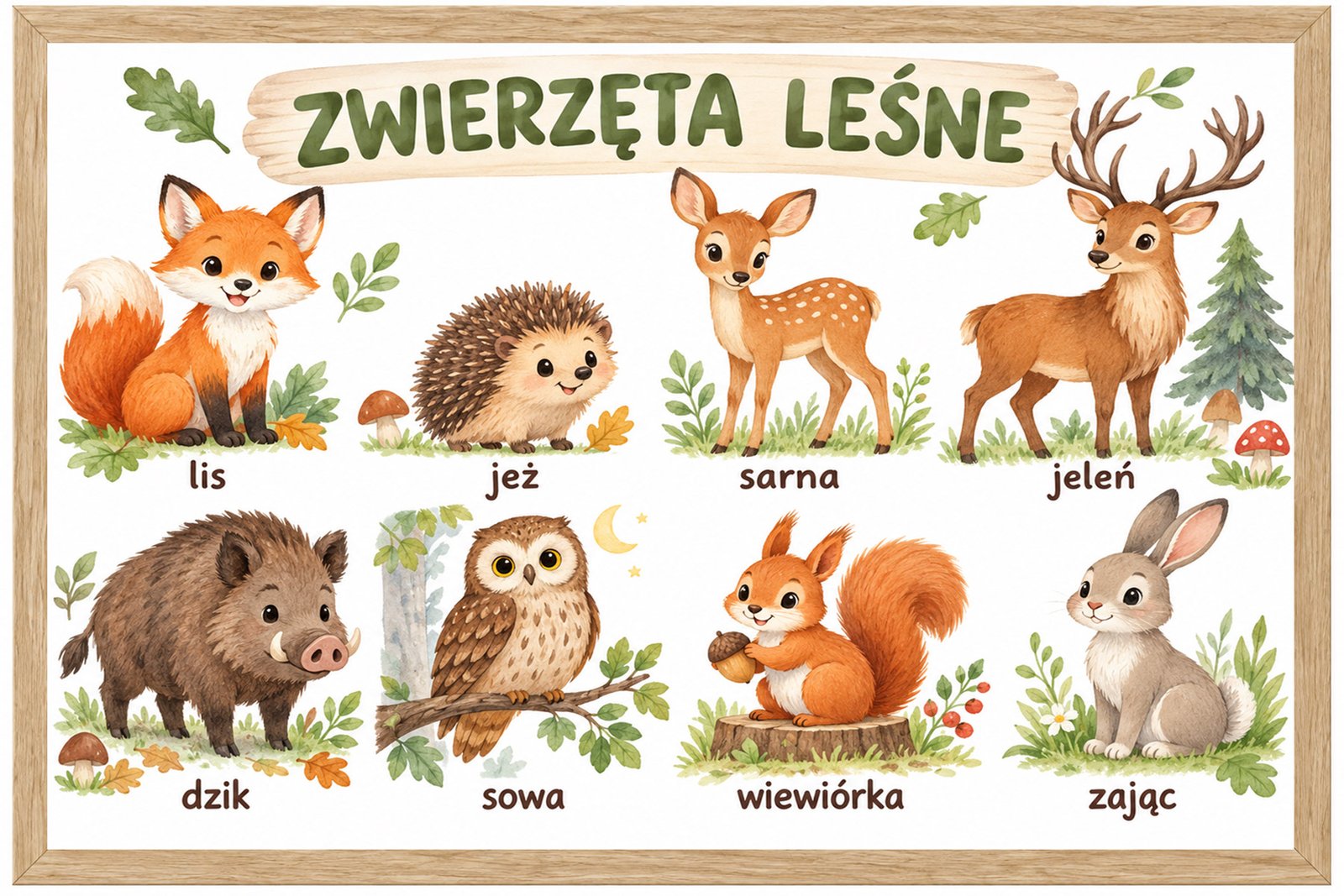 Plakat Edukacyjny Zwierzęta Leśne 2