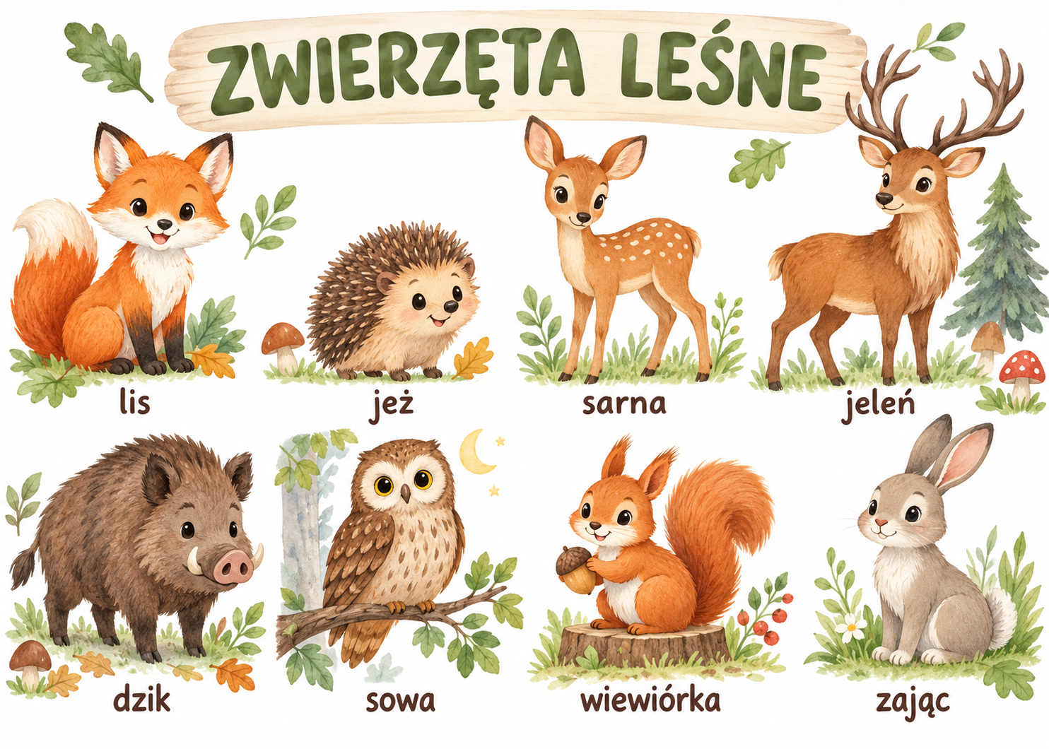 Plakat Edukacyjny Zwierzęta Leśne 2
