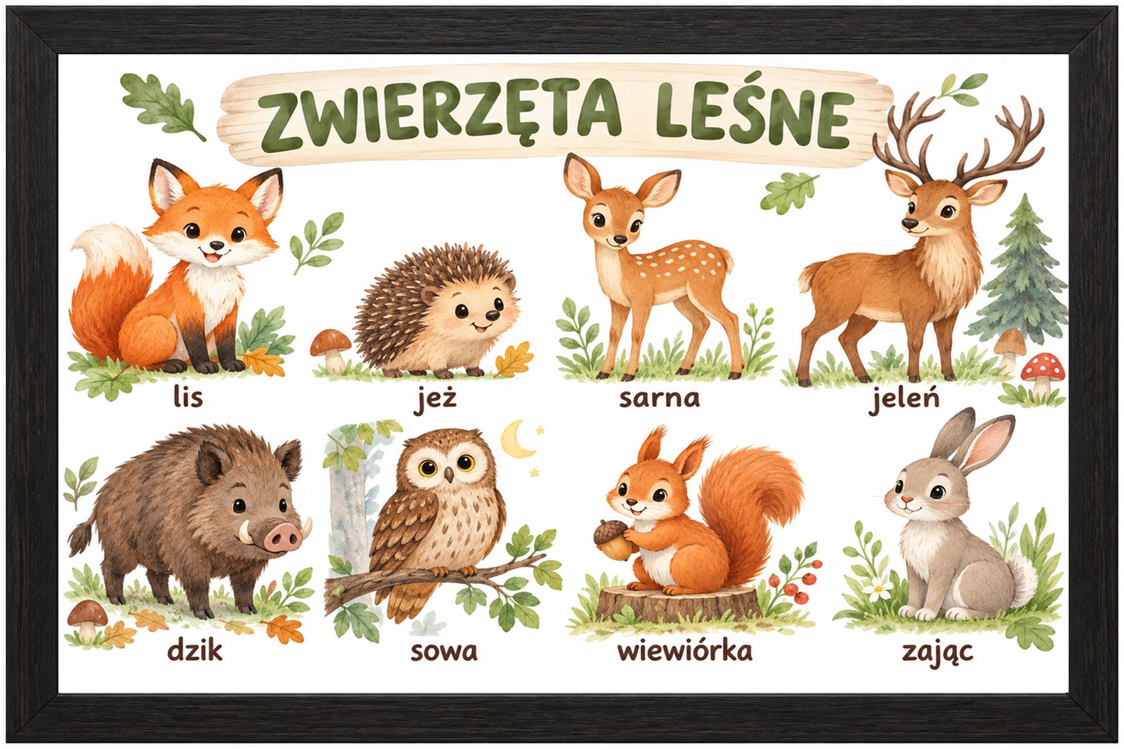 Plakat Edukacyjny Zwierzęta Leśne 2 Kompozycja 1